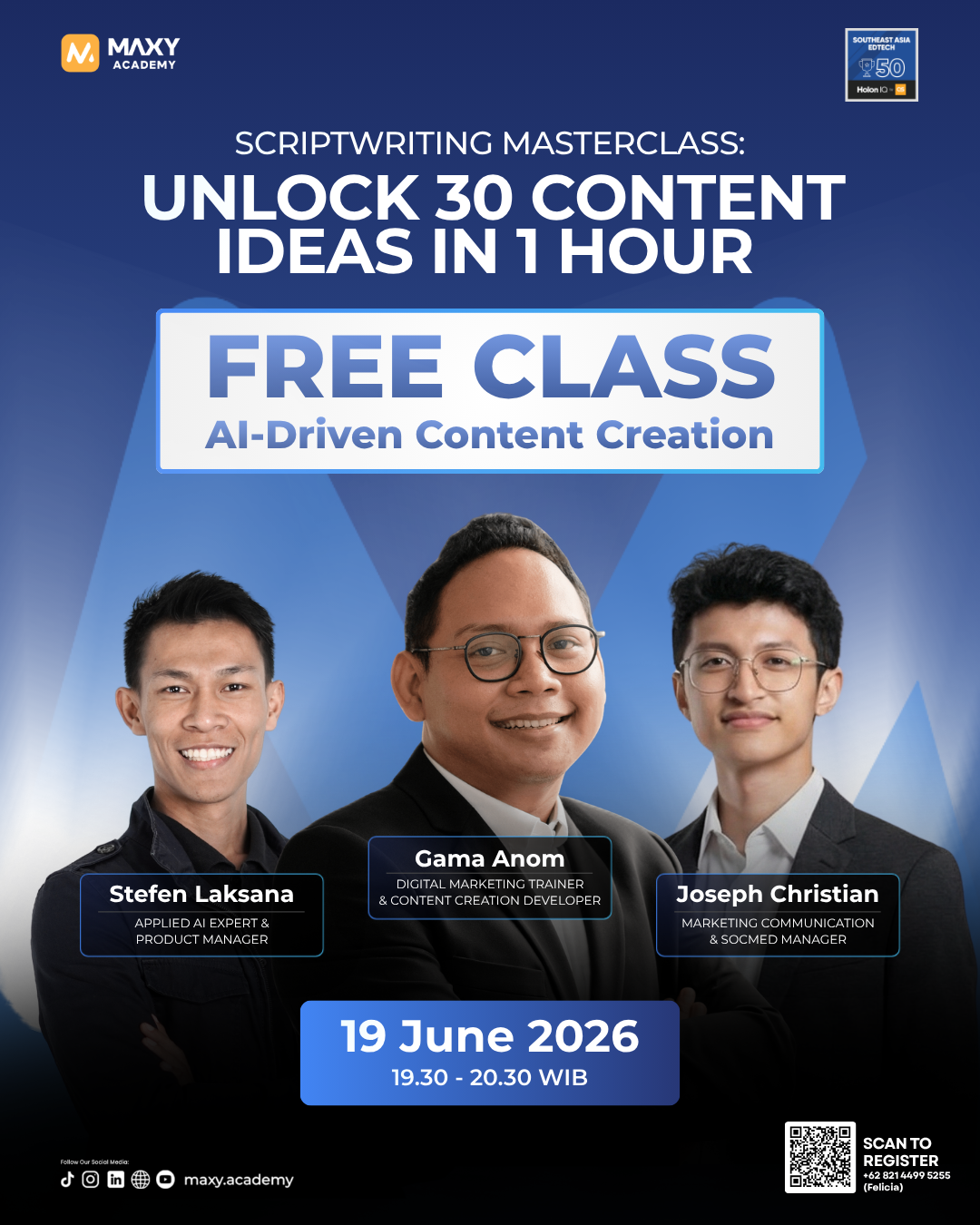 FREE WEBINAR Scriptwriting Masterclass: Unlock 30 Content Ideas in 1 Hour